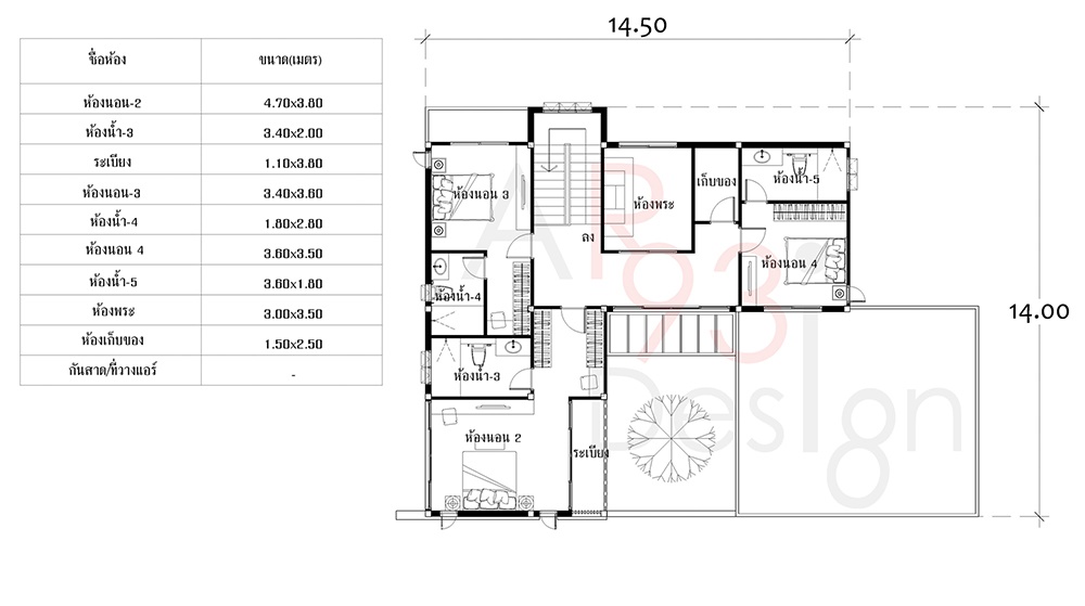 แปลนชั้นสอง แบบบ้านสองชั้น AR37