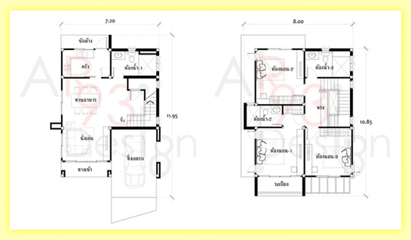 แปลนบ้านหลังเล็ก แปลนบ้านสองชั้น AR50