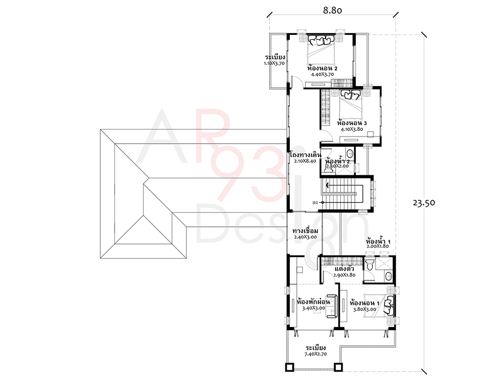 แปลนชั้นสอง แบบบ้านสองชั้น AR16