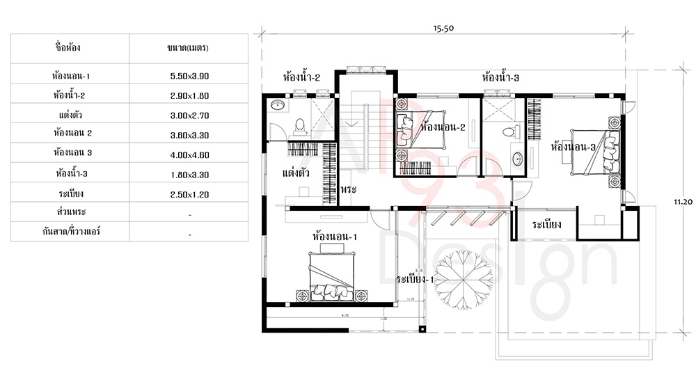 แปลนชั้นสอง แบบบ้านโมเดิร์นสองชั้น AR44