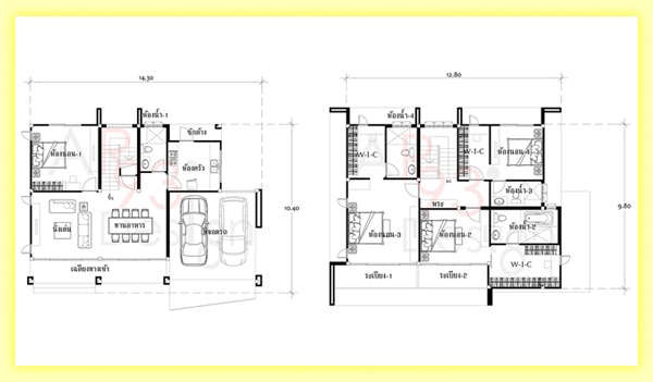 แปลนบ้านสองชั้น แปลนบ้าน 4 ห้องนอน รหัส AR42