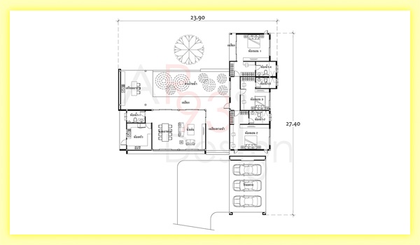 แปลนบ้านสไตล์รีสอร์ท แปลนบ้านชั้นเดียว AR38