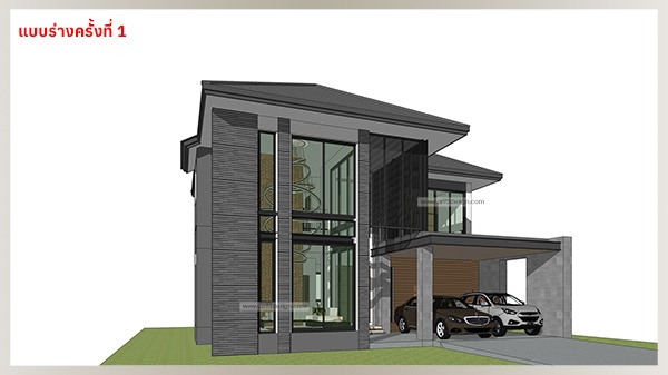 งานออกแบบบ้าน 2 ชั้น 4 ห้องนอน